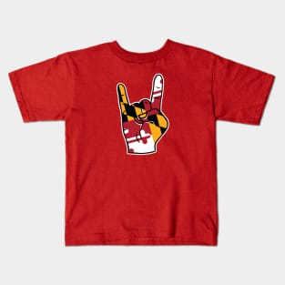 Rock On Maryland // Maryland State Flag Rock Hand Kids T-Shirt